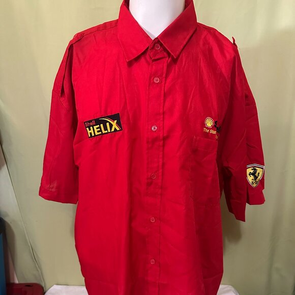 Shell Other - Shell Helix Ferrari RPM Men's Red Button Front SS Shirt 3XL XXXL